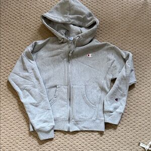 Champion reverse weave Light Gray Zip-Up Hoodie women’s Small